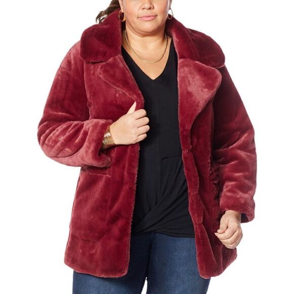 NWT Democracy‎ Faux Fur Jacket With Patch Pockets Size Large - Picture 2 of 8